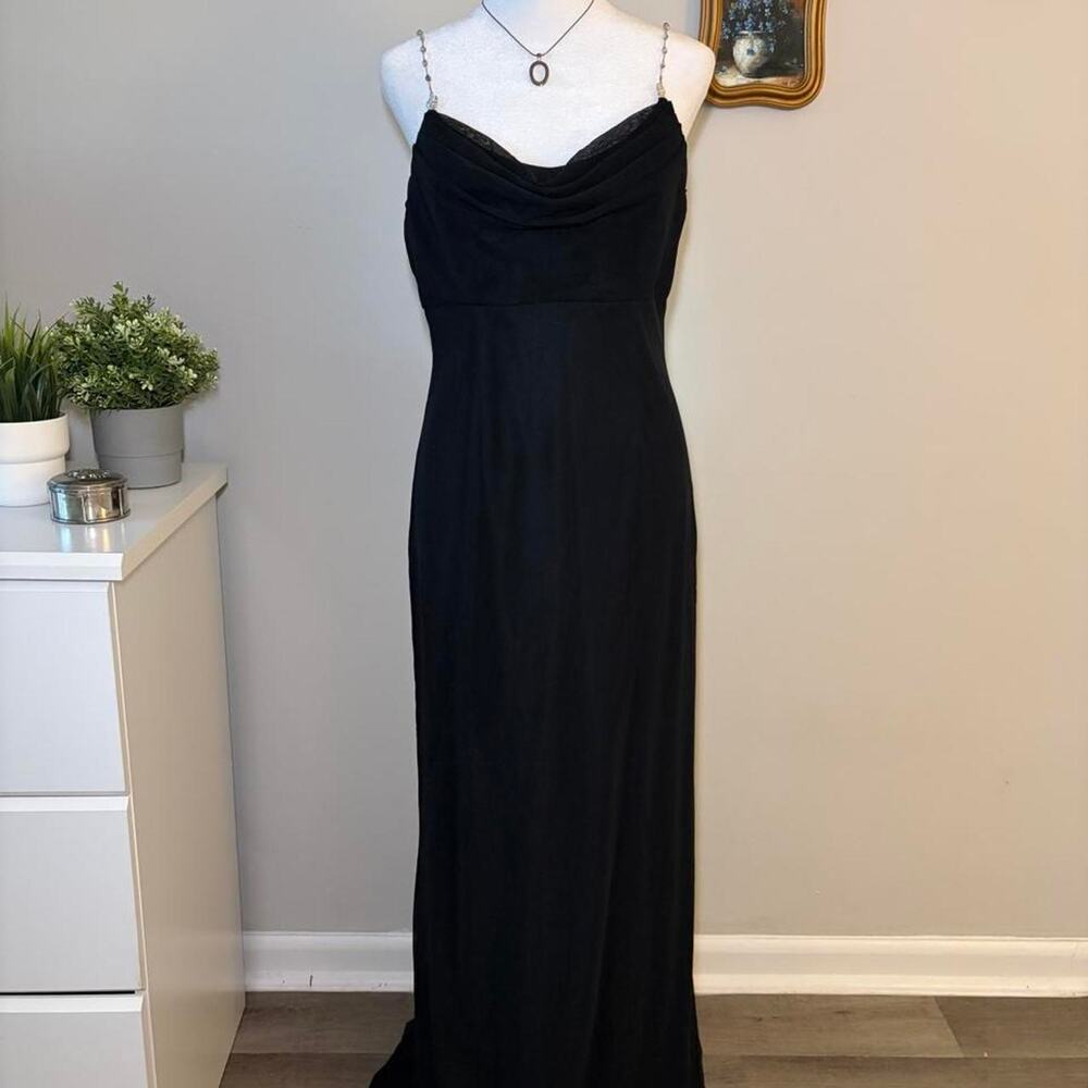 Vintage Caché Beaded Strap Black Maxi Dress
